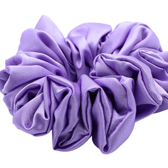 Large Lavender Satin Hair Scrunchie - Picture 4 of 4